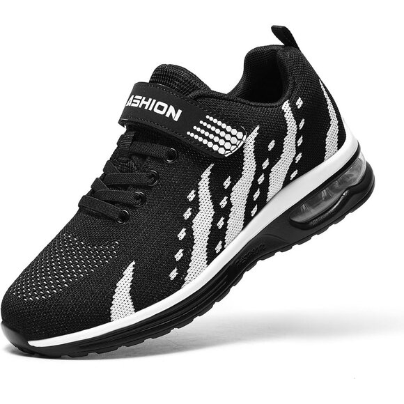 Kids 3208-black White Running Breathable Lightweight NonSlip Comfortable Sneaker - Picture 1 of 7